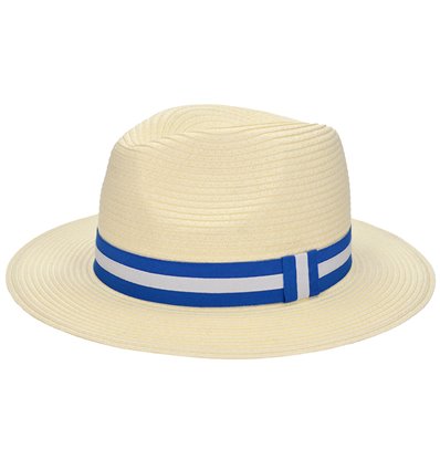 Azadé Panama Hat Ivory/Blue-White