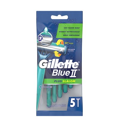Gilette Blue II Plus Slalom Ξυραφάκια Μίας Χρήσης 5pcs