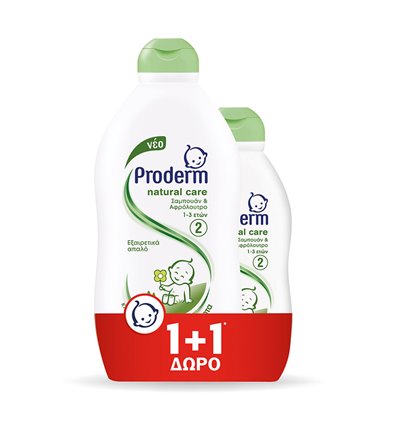Proderm Shampoo & Bath Natural Care (400ML+200ML FREE) 600ml