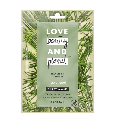 Love Beauty and Planet Rosemary & Vetiver Vegan Sheet Mask, Μάσκα Προσώπου Για Αποτοξίνωση 21ml
