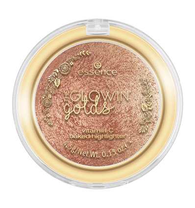 essence the glowin\' golds vitamin C baked highlighter 01 Golden