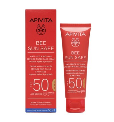 Apivita Bee Sun Safe Anti-spot & Anti-age Spf50 Defense Tinted Face Cream 50ml