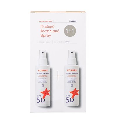 Korres Coconut & Almond Kids Sunscreen Spray Face & Body SPF50 1+1 GIFT 