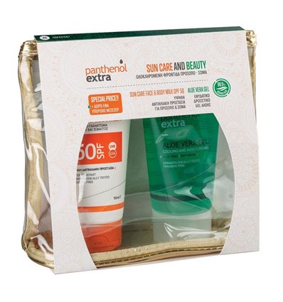 Panthenol Extra Promo Pack Sun Care Face & Body Milk SPF50 Αντηλιακό Γαλάκτωμα Προσώπου & Σώματος, 150ml & Aloe Vera Gel Ενυδατι