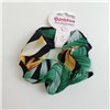 Ariadni Accessories Fabric Hair Scrunchie FLOWERS BLACK GREEN 1 pcs