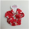Ariadni Accessories Fabric Hair Scrunchie RED WHITE FLOWERS 1 pcs