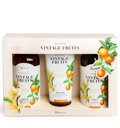 IDC Institute Bath set Vintage Fruit Box shower gel 390ml, shampoo 390ml, body lotion 200ml 