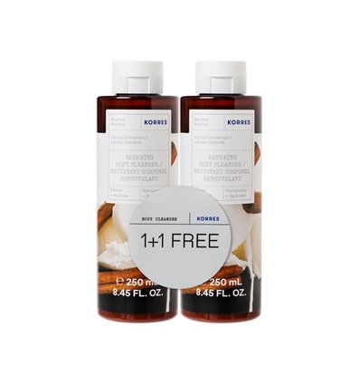 Korres Vanilla Cinnamon 1 + 1 Gift Pack Renewing Body Cleanser Shower Gel 2x250ml 