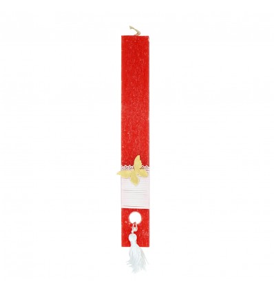 Easter Red Candle With Gold Butterfly In Paper Packaging