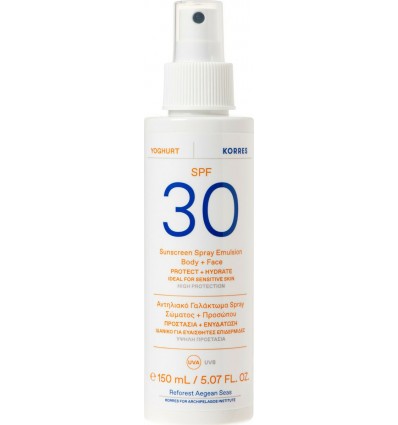 Korres Yoghurt Sunscreen Αδιάβροχο Αντηλιακό Προσώπου και Σώματος SPF30 Spray 150ml