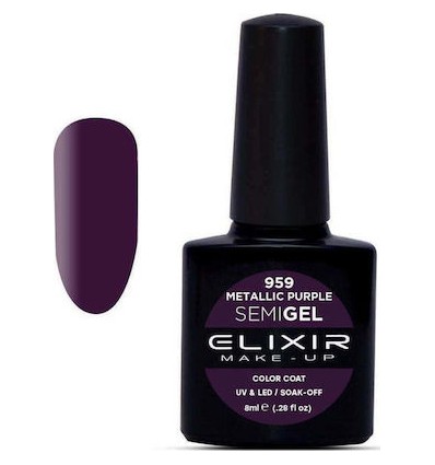 Elixir Ημιμόνιμο Βερνίκι Νυχιών Semi Gel 959 Metallic Purple 8ml