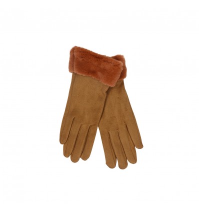 Azade tabac gloves with fur