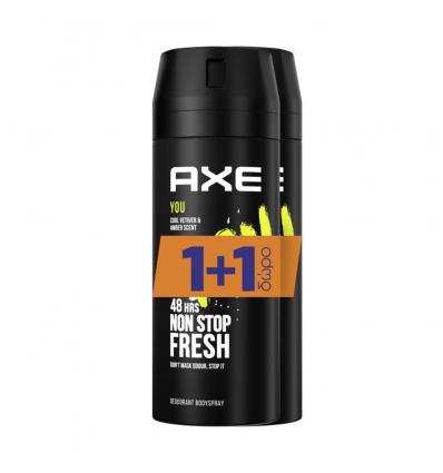Axe Axe You Cool Vetiver Amber Scent 48 Hrs Non Stop Fresh Deodorant Body Spray 2x150ml
