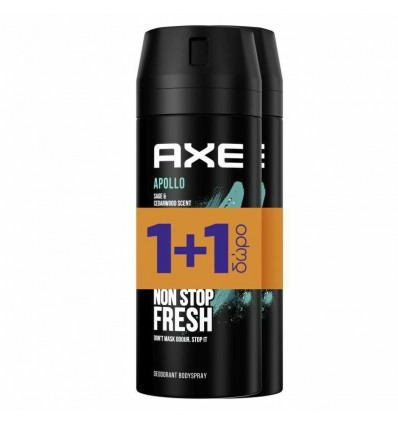 Axe Apollo Sage & Cedarwood 48Hrs Non Stop Fresh Deodorant Body Spray 2x150ml
