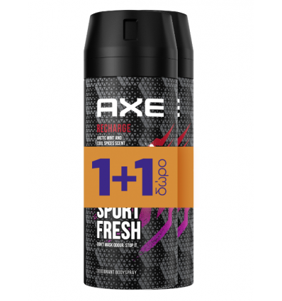 Axe Recharge 48h Sports Fresh Body Spray Αποσμητικό 2x150ml