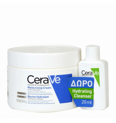 CeraVe Set Moisturising Cream Ενυδατική Κρέμα για Ξηρό 340gr+ Δώρο Ενυδατική Κρέμα Καθαρισμού 20ml