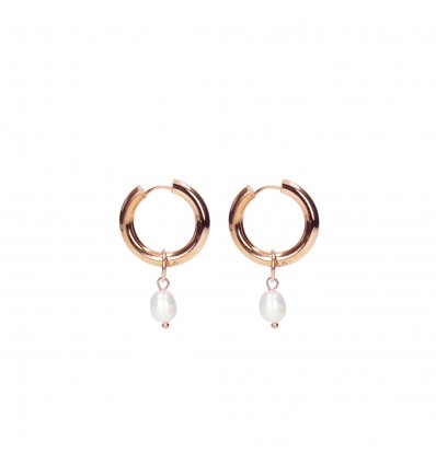 Azadé pink plated hoops with pearl