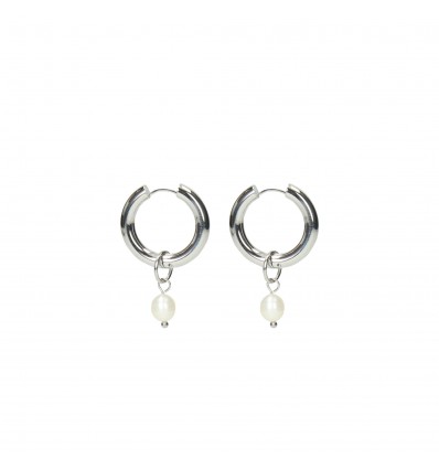 Azadé silver hoops with pearl