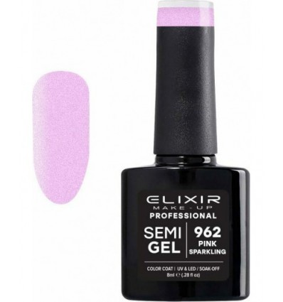 Elixir Semigel Ημιμόμινο Βερνίκι 962 Pink Sparkling 8ml