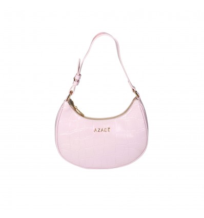 Azadé curved bag croco pink