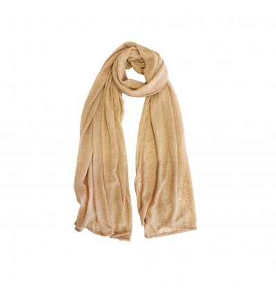 SCARF 322169 CAMEL CHIFFON EMBROIDERED