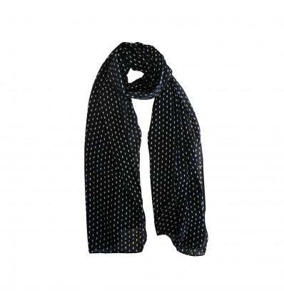 SCARF 322189 BLACK WITH WHITE PRINTS
