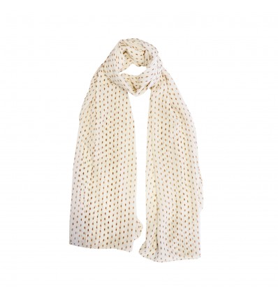 SCARF 322190 OFF WHITE WITH BLACK PRINTS