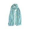 SCARF 322199 FLORAL L PETROL WITH YELLOW FLOWERS